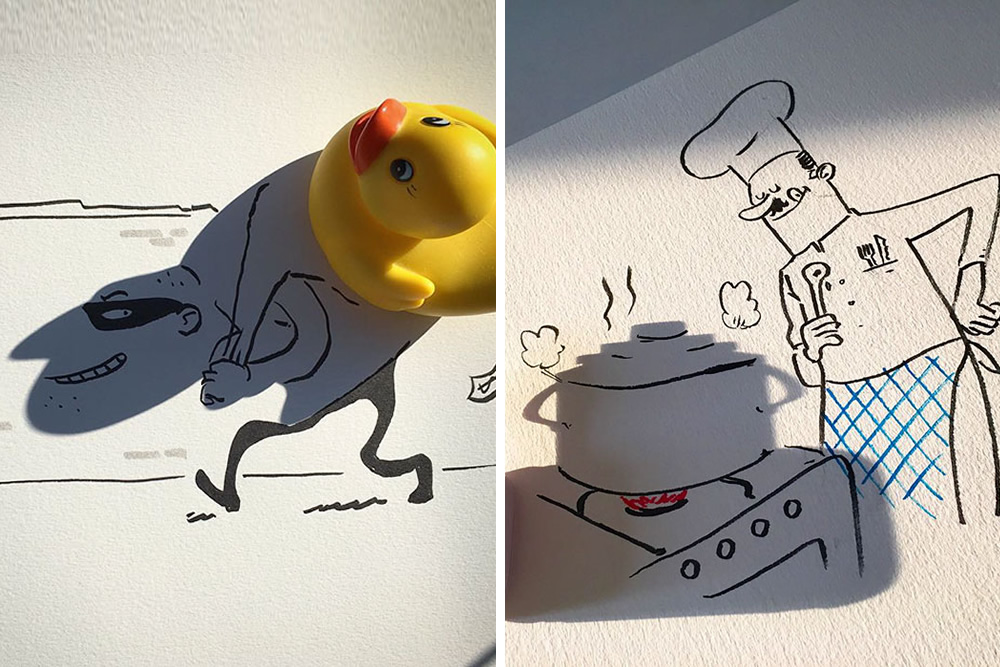 Artist Vincent Bal Turns Shadows Of Everyday Objects Into Funny Sketches