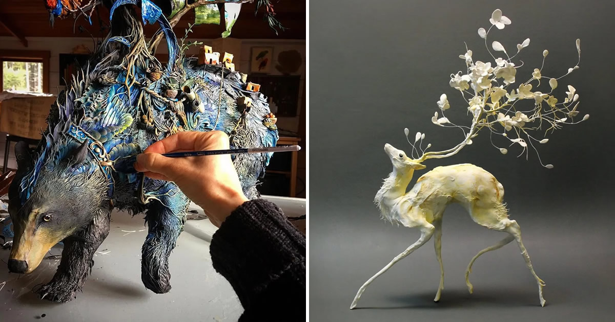 Artist Ellen Jewett Creates Surreal Sculptures Of Animals Covered With 