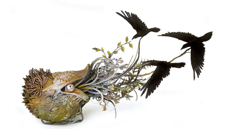 Artist Ellen Jewett Creates Surreal Sculptures Of Animals Covered With Flora and Fauna