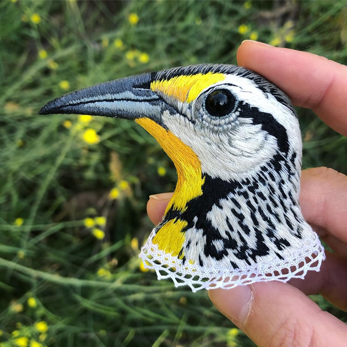 Embroidered Brooches Of Birds by Paulina Bartnik