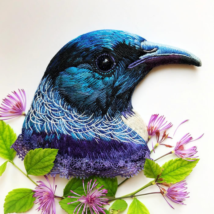 Embroidered Brooches Of Birds by Paulina Bartnik