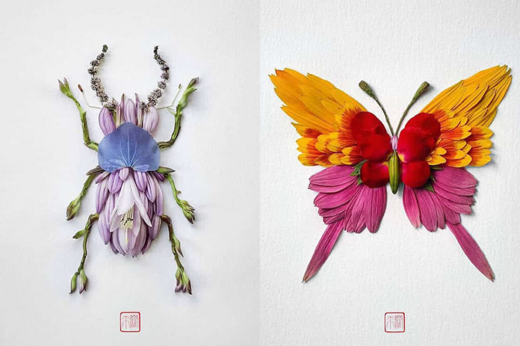Artist Raku Inoue Amazingly Crafts Insects From Freshly Cut Flowers & Leaves