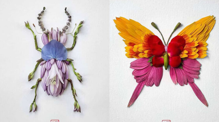 Artist Raku Inoue Amazingly Crafts Insects From Freshly Cut Flowers & Leaves