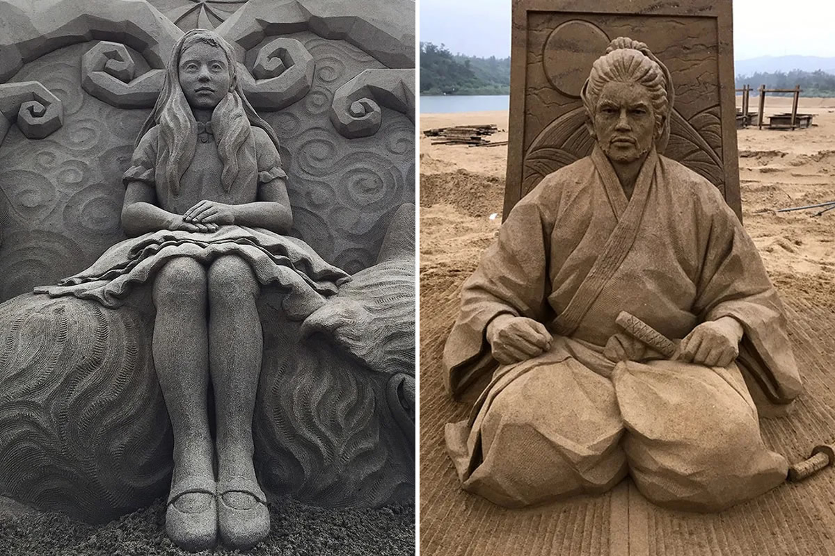 Japanese Artist Toshihiko Hosaka Creates Incredible & Stunning Sand Sculptures