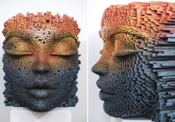 Artist Gil Bruvel Creates Serene Faces From Thousands of Burnt Wood Sticks