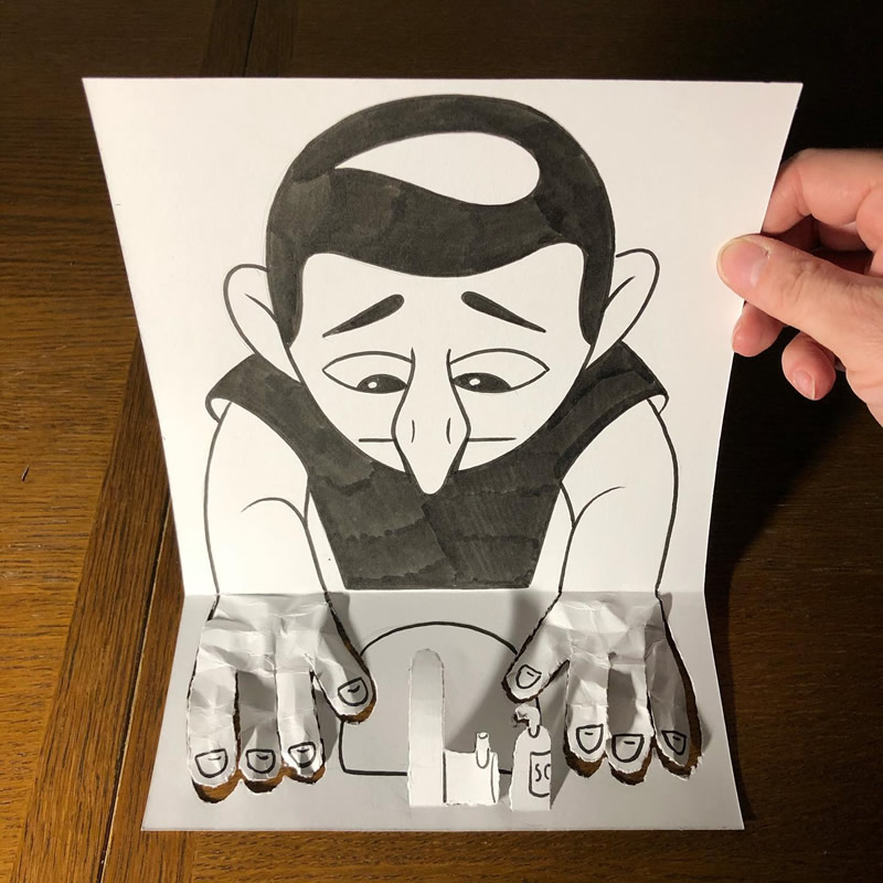 Drawing With Folds Of Paper Art