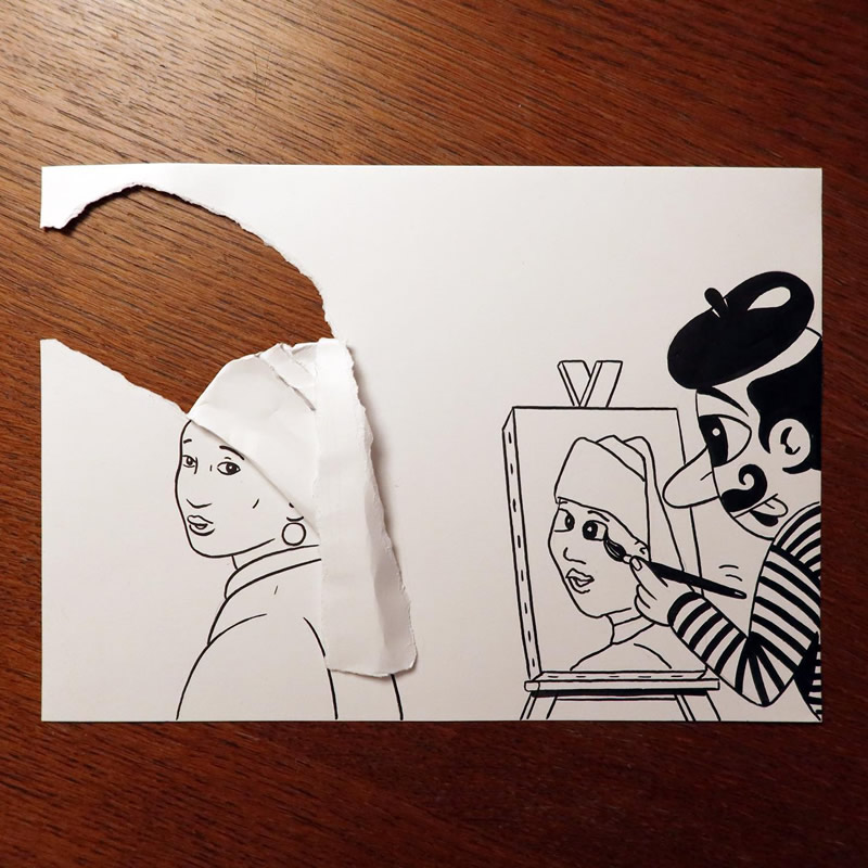Drawing With Folds Of Paper Art