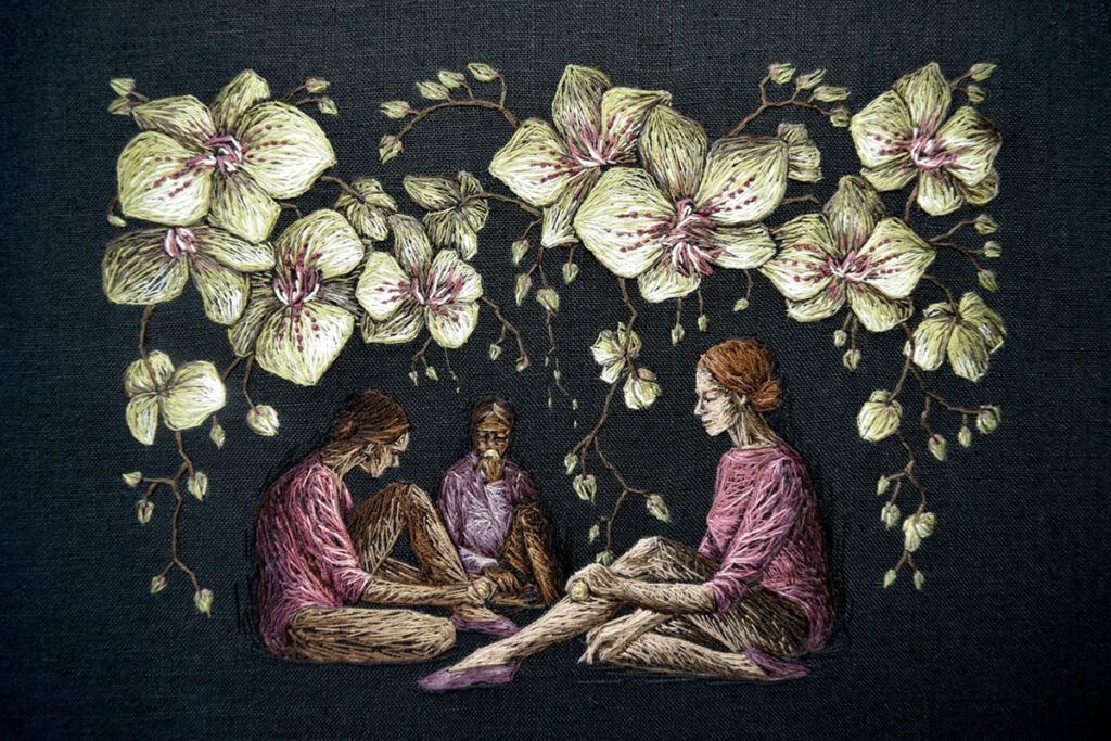 Artist Michelle Kingdom Creates Amazing Embroidered Paintings Of Psychological Landscapes With Introspective People