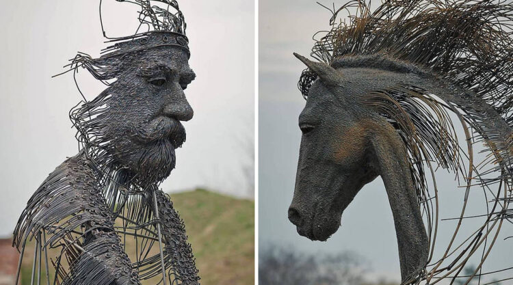 Artist Darius Hulea Sculptures Portraits Of Historical Figures Using Industrial Metal Wires
