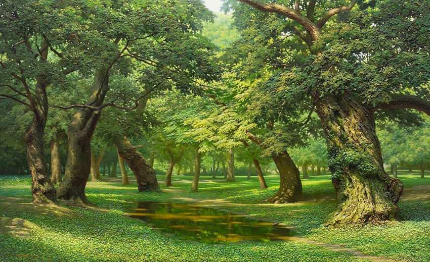 Pinturas realistas da natureza por Jung-hwan