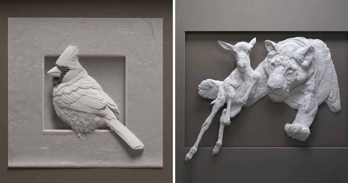 Artist Calvin Nicholls Creates Amazing 3D Paper Animal Sculptures