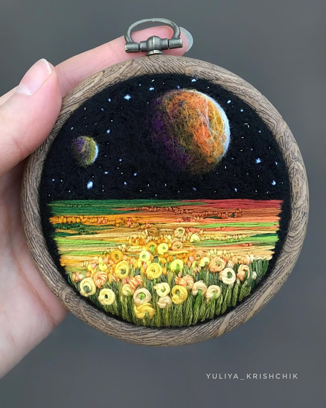 Needle Felted And Embroidered Art By Yuliya Krishchik