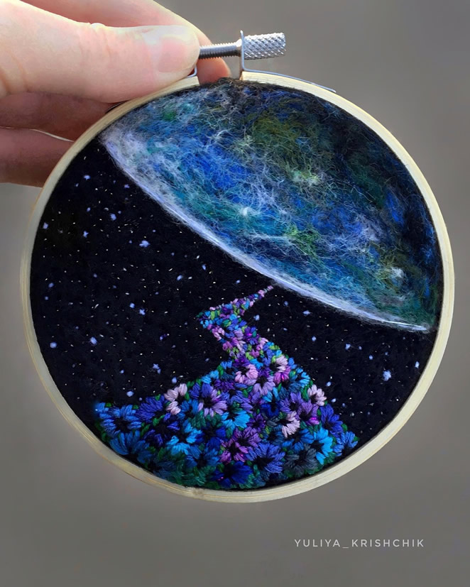 Needle Felted And Embroidered Art By Yuliya Krishchik