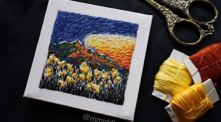 Artist Artemis Creates Beautiful Landscape Embroidery In Polaroid Format