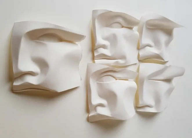 Facial Sculptures Made From Folded Paper By Polly Verity