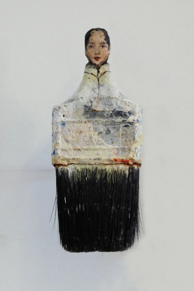 Old Paintbrushes into Portraits By Rebecca Szeto