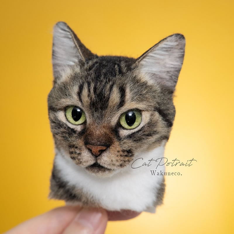 Realistic Cat Portraits Felted Wool By Sachi