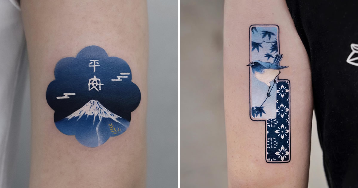Chinese Artist Creates Tattoos That Look Like Stickers Placed On The Skin