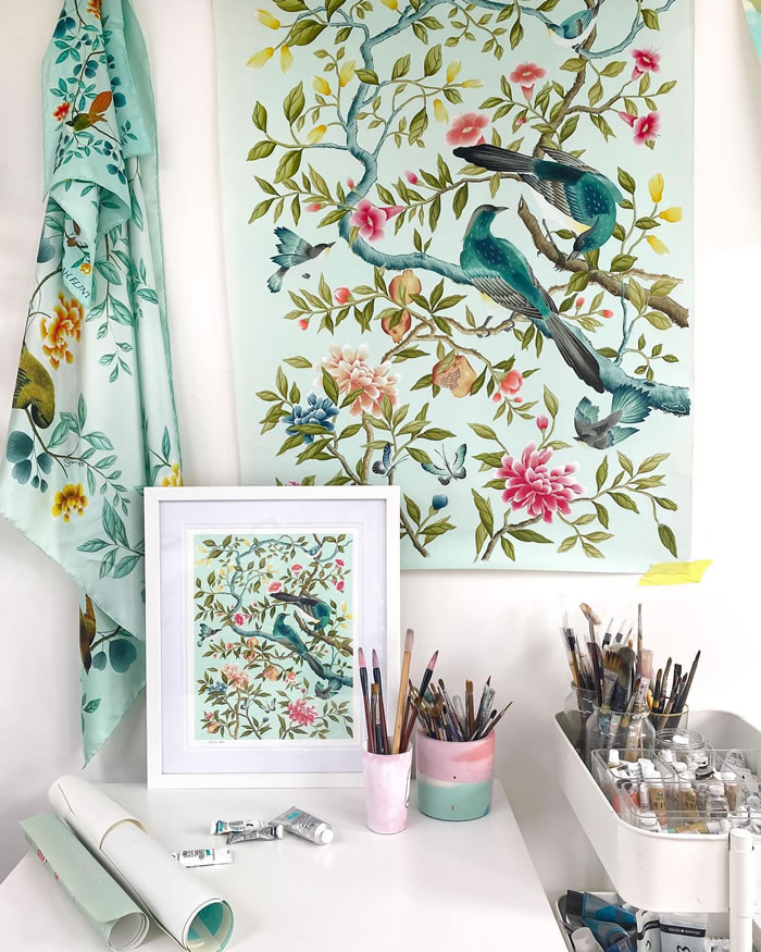 Watercolor Paintings On Silk By Diane Hill