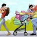 Artist Yehuda Devir Creates Funny Comics Of Everyday Life With His Wife And Daughter 51 Mom plays with baby while dad struggles with overloaded stroller — Yehuda Devir comic