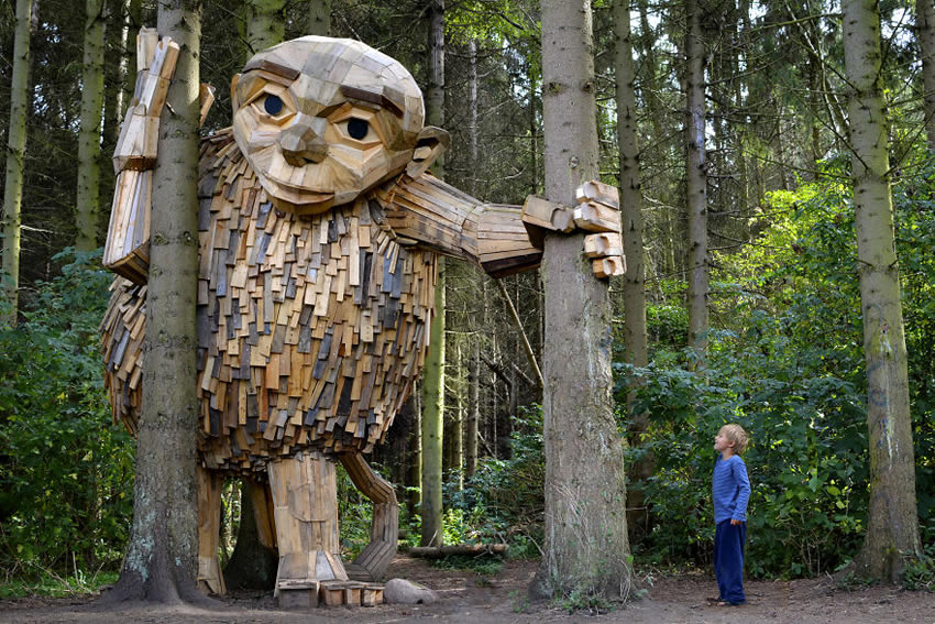 Giant Recycled Wood Sculptures By Thomas Dambo