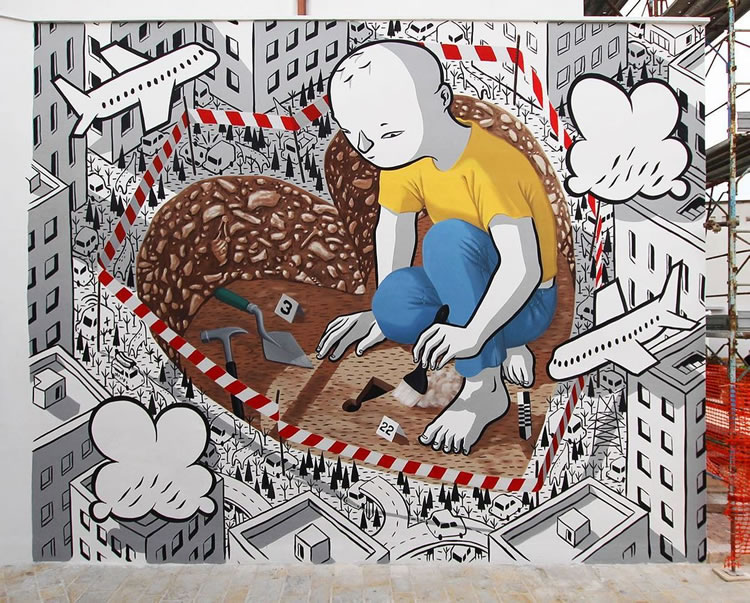 Large Scale Cartoon Murals By Millo