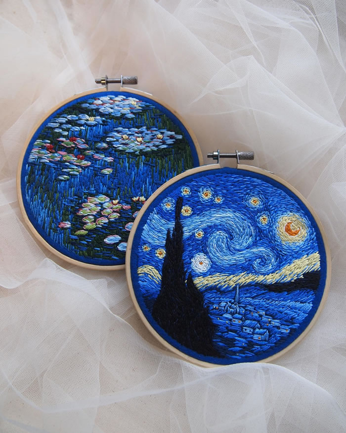 Miniature Embroidery Paintings By Ira Kutsyna