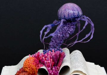 Artist Stephanie Kilgast Used Vintage Books To Place Her Miniature Ecosystem Sculptures
