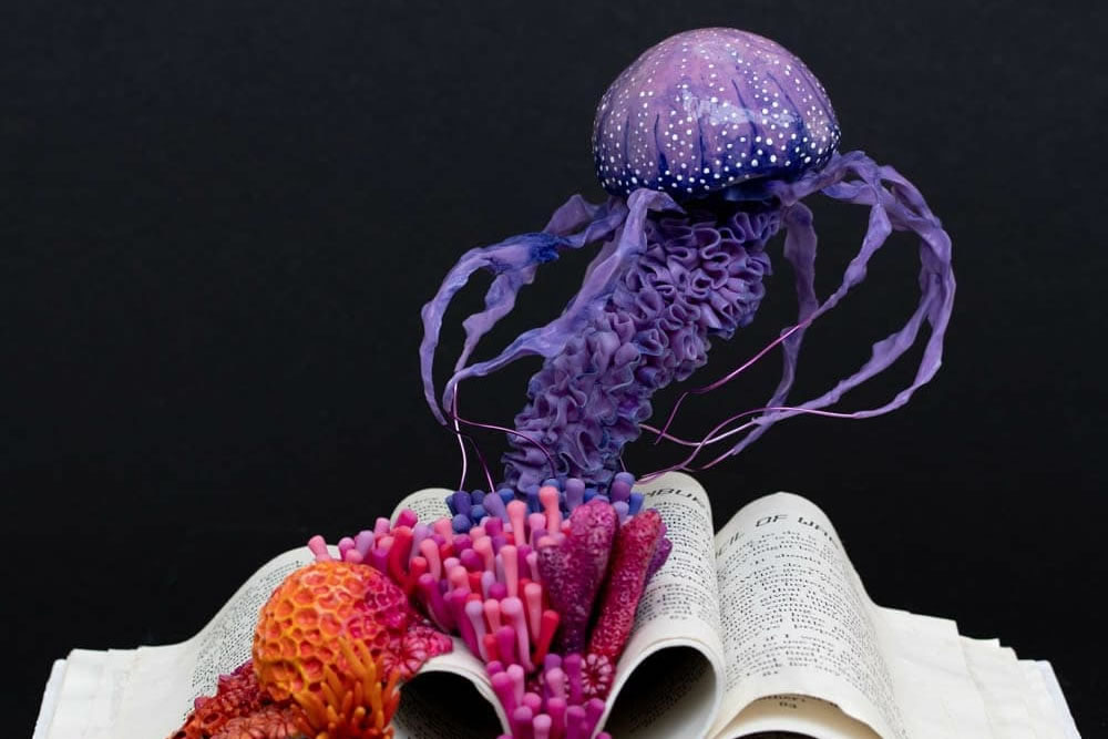 Artist Stephanie Kilgast Used Vintage Books To Place Her Miniature Ecosystem Sculptures