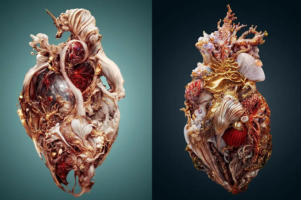 AI-generated hearts by Andrejs Pidjass
