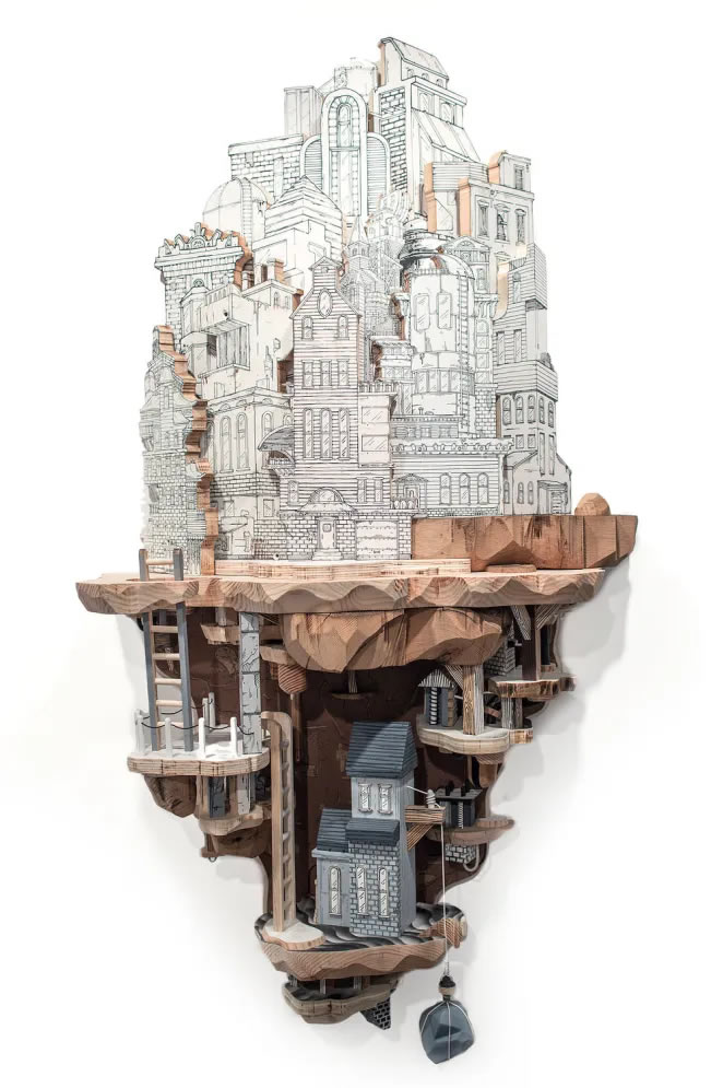 Artist Luke O’Sullivan Creates Cities Made From A Combination Of Drawings And Sculptures