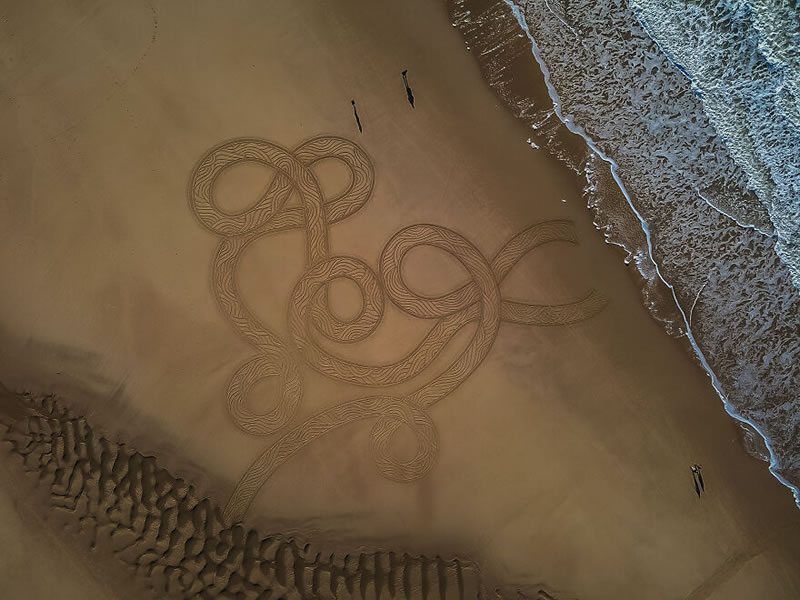 Artist Jben Creates Massive Sand Drawings That Are Between 30 And 100