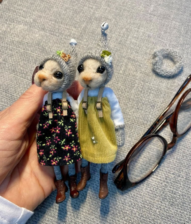 Needle-Felted Mice Dolls By Rebecca Wheeler