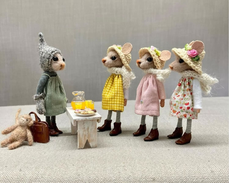 Needle-Felted Mice Dolls By Rebecca Wheeler