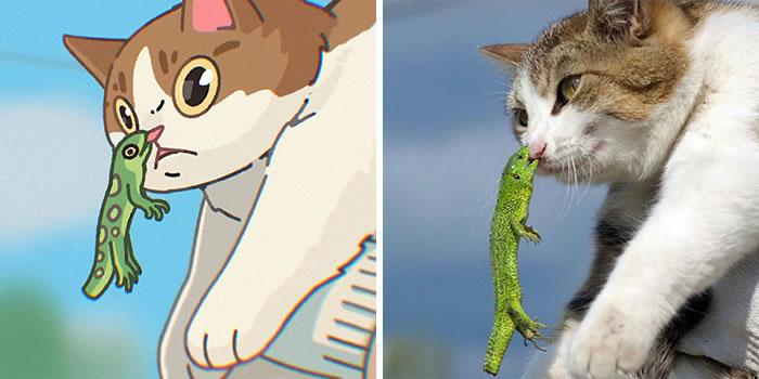 Cute Cat Photos into Comics