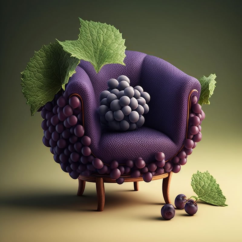 Des chaises générées par l'IA inspirées des fruits et légumes