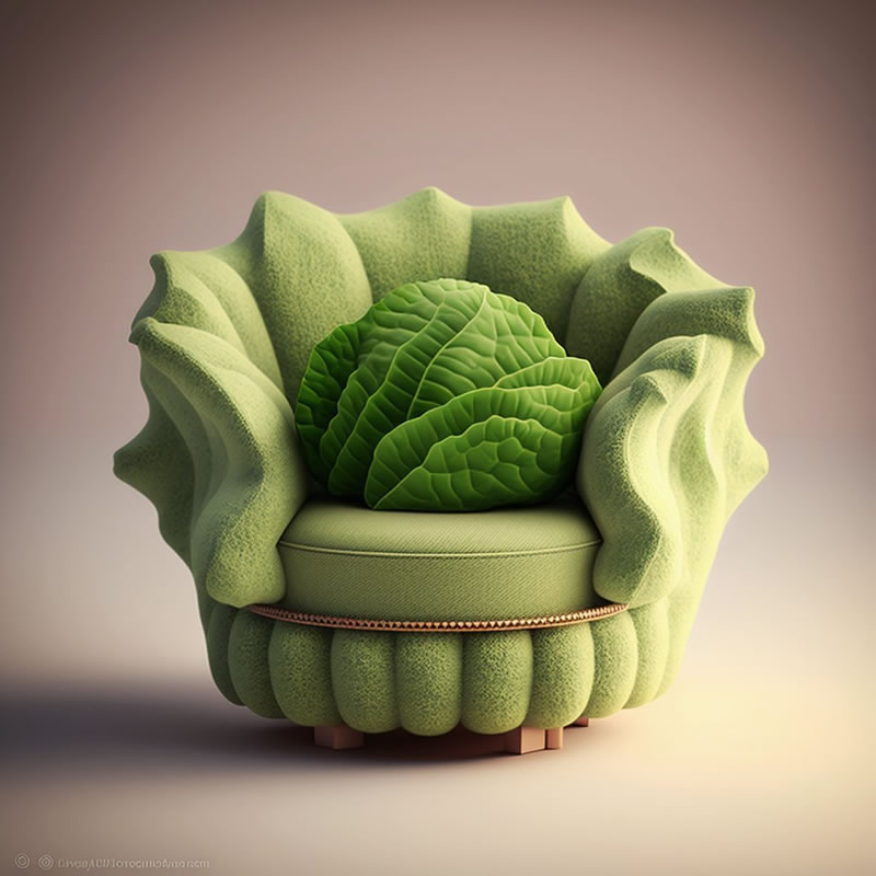 Des chaises générées par l'IA inspirées des fruits et légumes