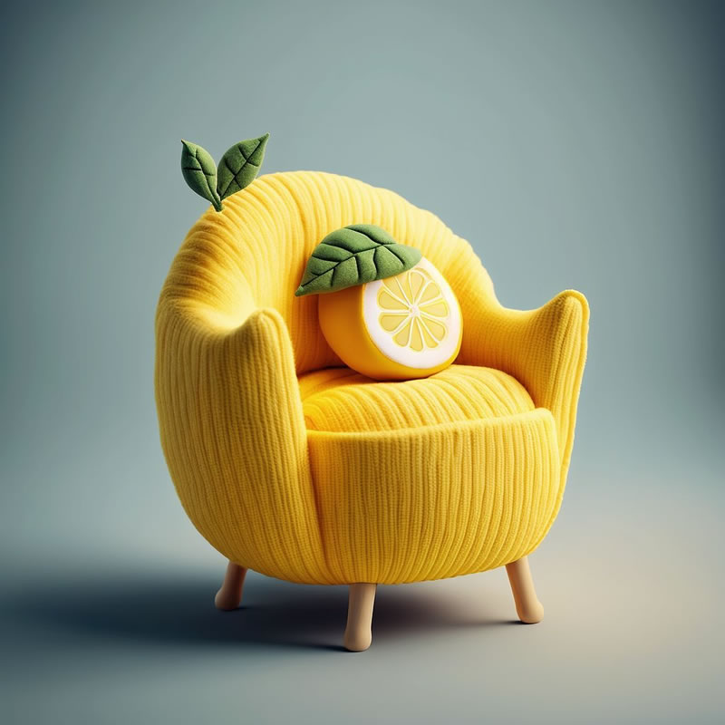 Des chaises générées par l'IA inspirées des fruits et légumes