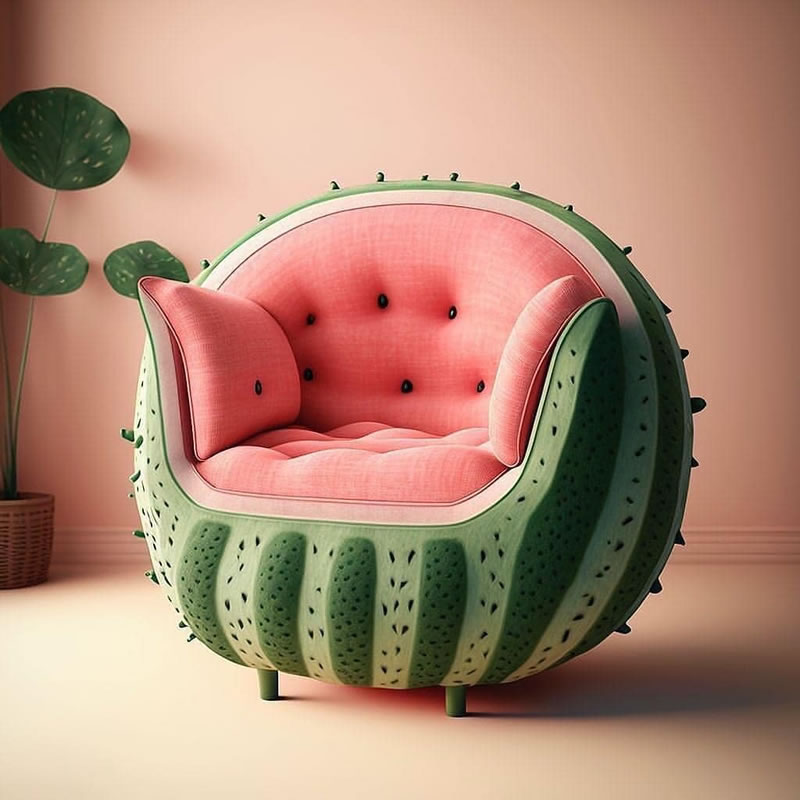 Des chaises générées par l'IA inspirées des fruits et légumes