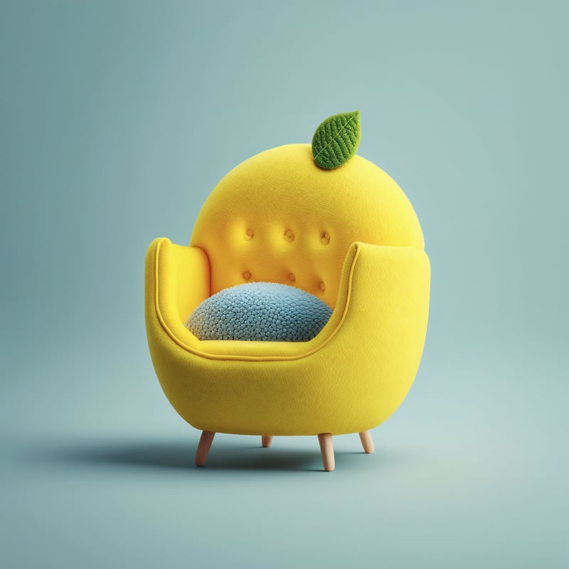 Des chaises générées par l'IA inspirées des fruits et légumes