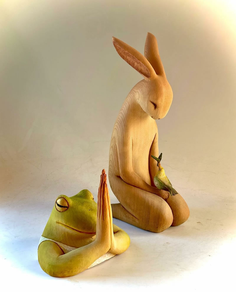 Sculptures d'animaux en bois par Nikichi