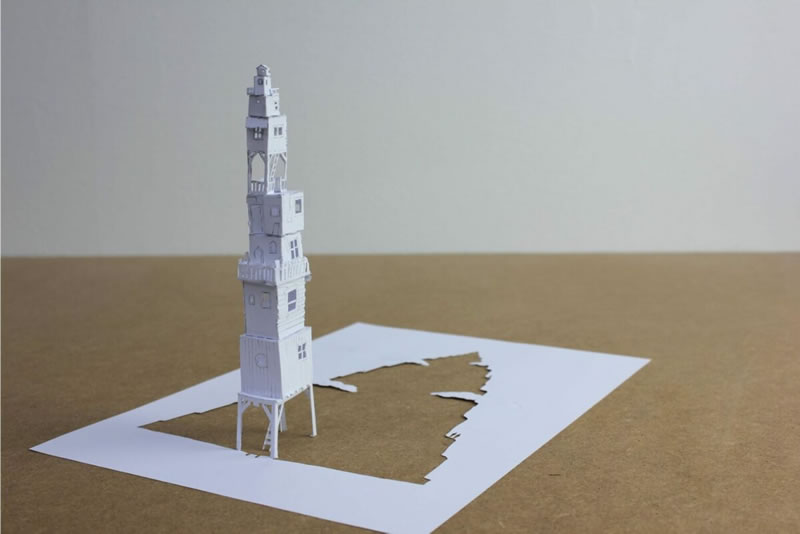 Sculptures architecturales en papier par Peter Callesen