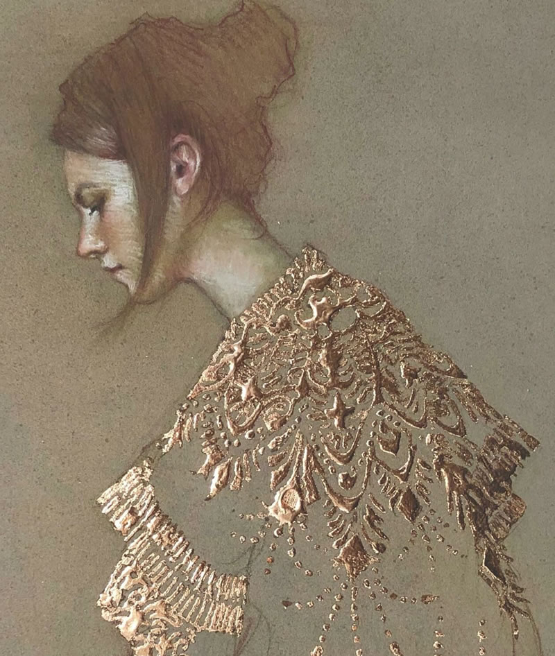 Figurative Paintings With Gold Ornaments By Stephanie Rew