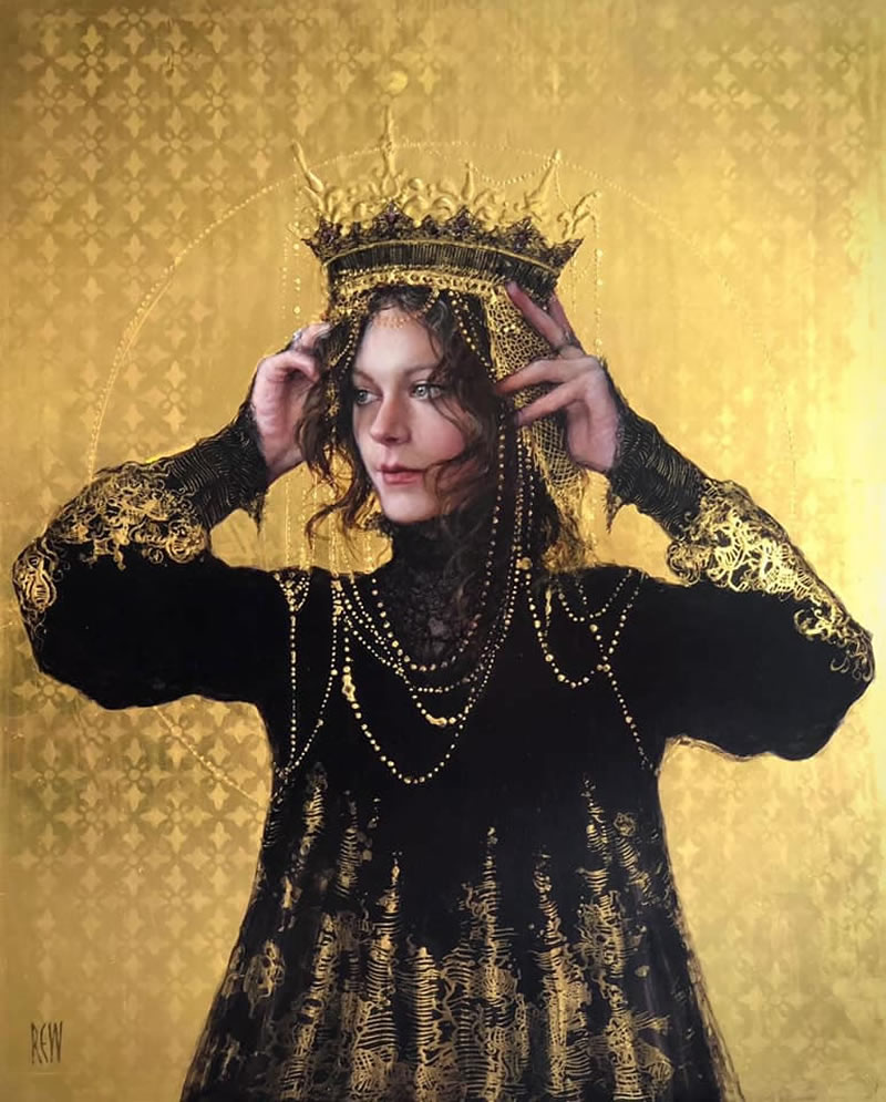 Figurative Paintings With Gold Ornaments By Stephanie Rew