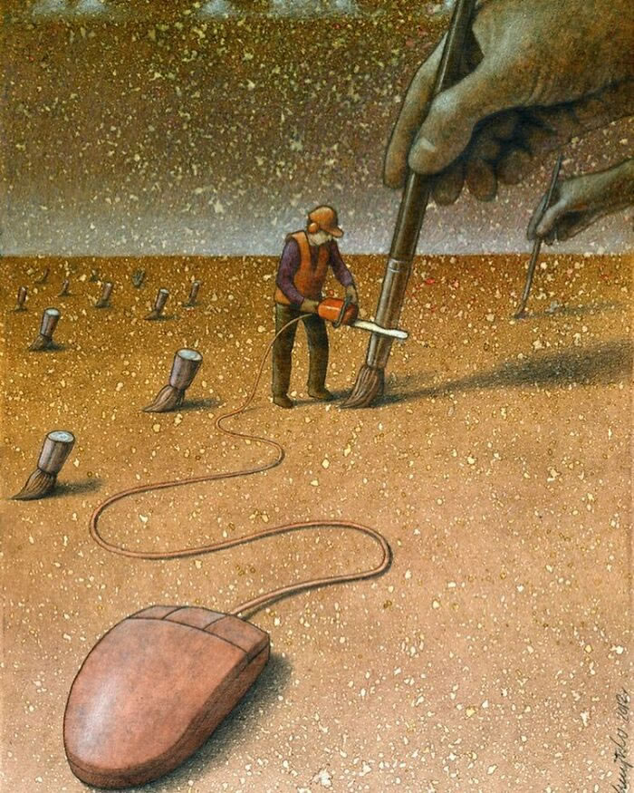 Illustrations satiriques sur la société par Pawel Kuczynski