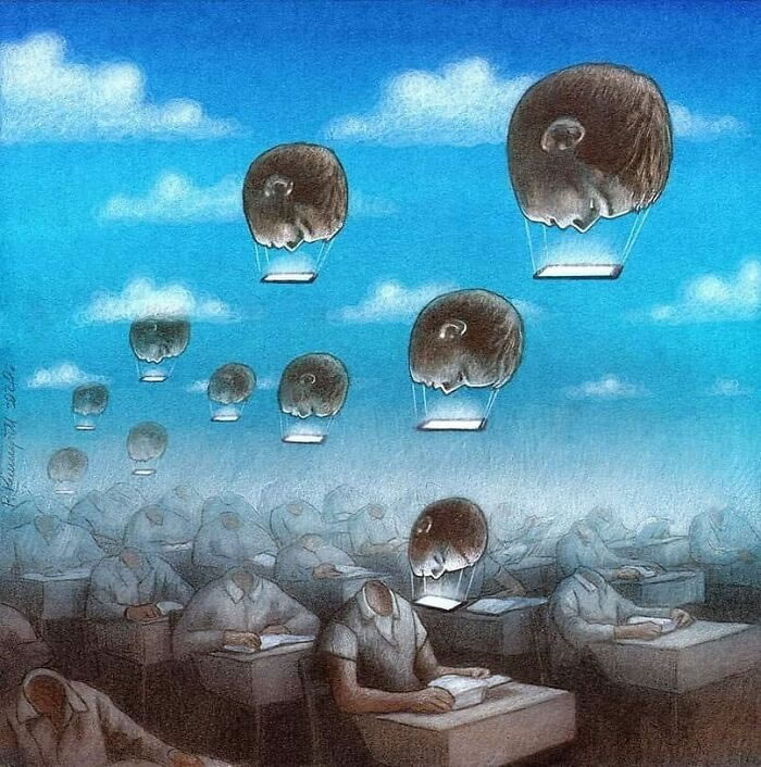 Illustrations satiriques sur la société par Pawel Kuczynski