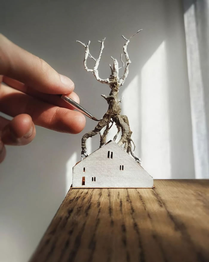 Tiny Fantasy Worlds Out Of Wood And Paper By Michael Davydov