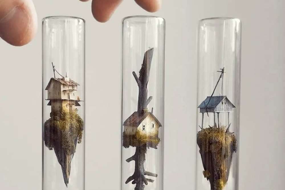 Tiny Fantasy Worlds Out Of Wood And Paper By Michael Davydov