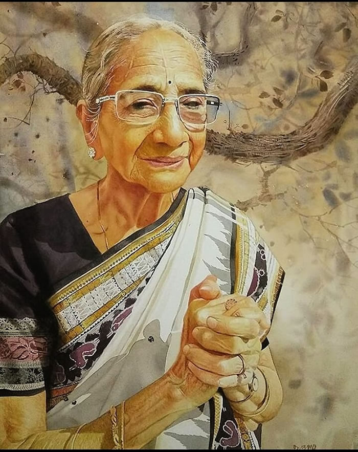 Indian Village Life Watercolor Paintings by Raghunath Sahoo