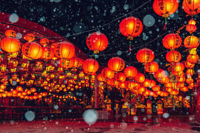 Japan Lantern Festival In The Snow By Yuichi Yokota